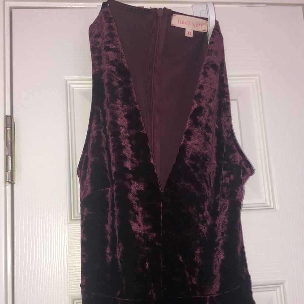 Deep Cut Purple Velvet Dress